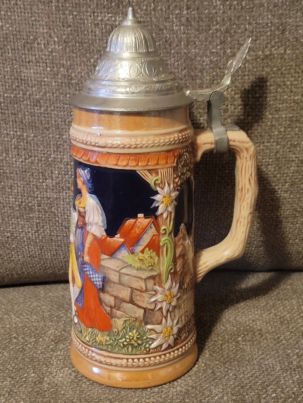 Vintage Original Gerzit Germany Ceramic Stein with Lid